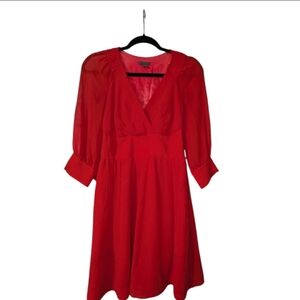 Armani Exchange Chic Red Long Sleeve Dress